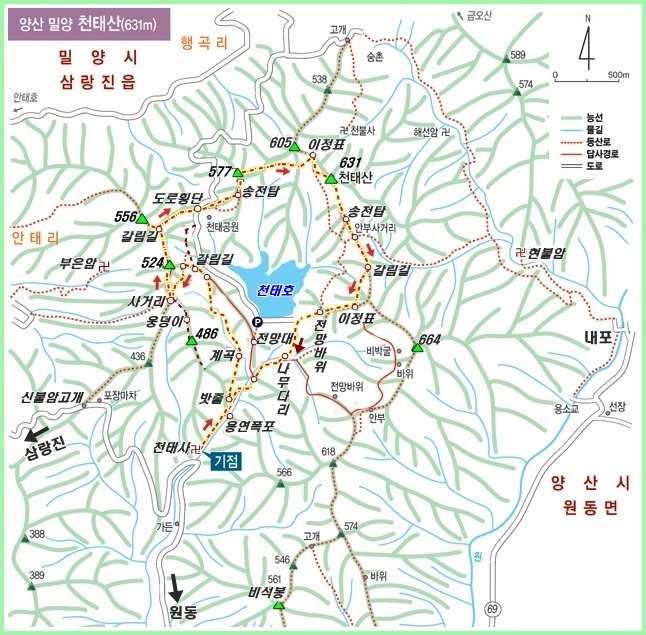 말양 양산 천태산 등산코스 천태사 원점회귀 코스 6719