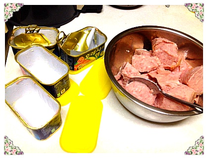 스팸짜가리 스테이크 만들기 도전~~!!